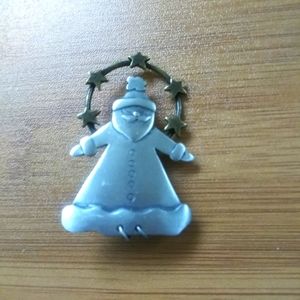 Christmas Santa Claus Brooch Brass Stars